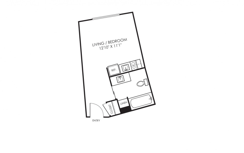 Studio B.1 - Studio floorplan layout with 1 bath and 329 square feet.