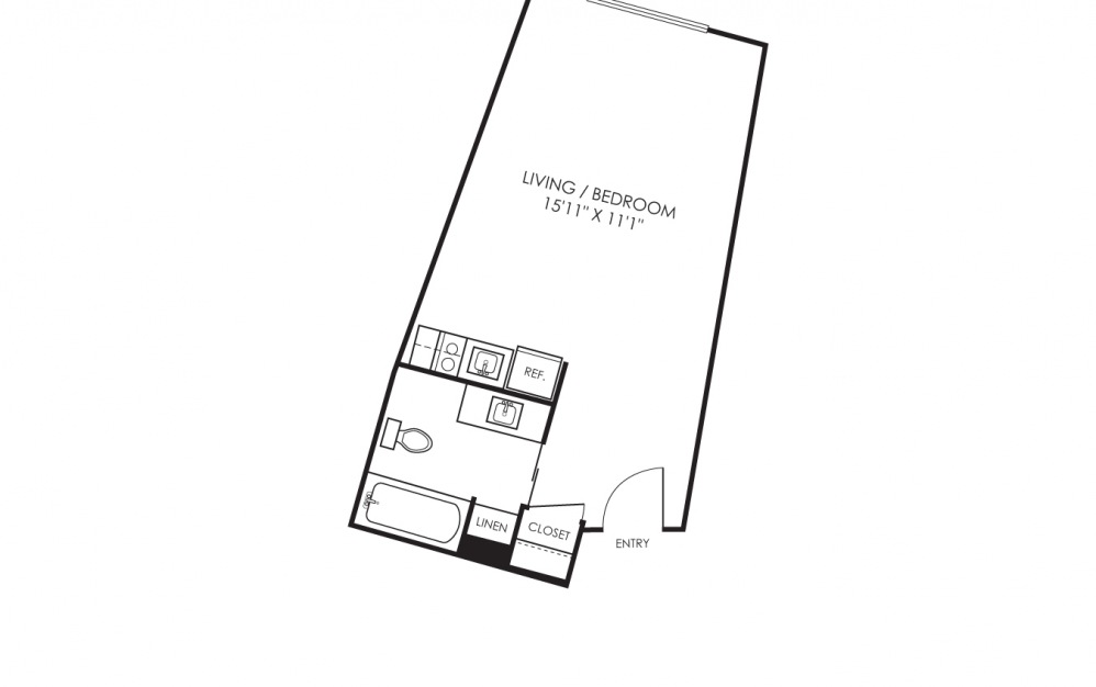 Studio B.2 - Studio floorplan layout with 1 bath and 349 square feet.