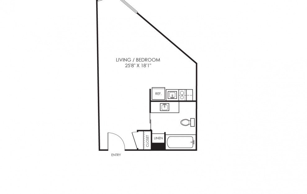 Studio G - Studio floorplan layout with 1 bath and 354 square feet. (3D)